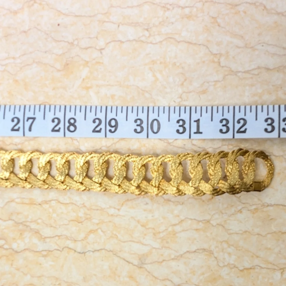 Vintage Grecian 18k Gold Plated Woven Wire Handmade Belt & Buckle